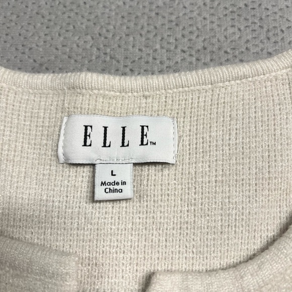 ELLE Black & White Striped Heavyweight Knit Open Sweater Cardigan Jacket Large - Picture 2 of 4